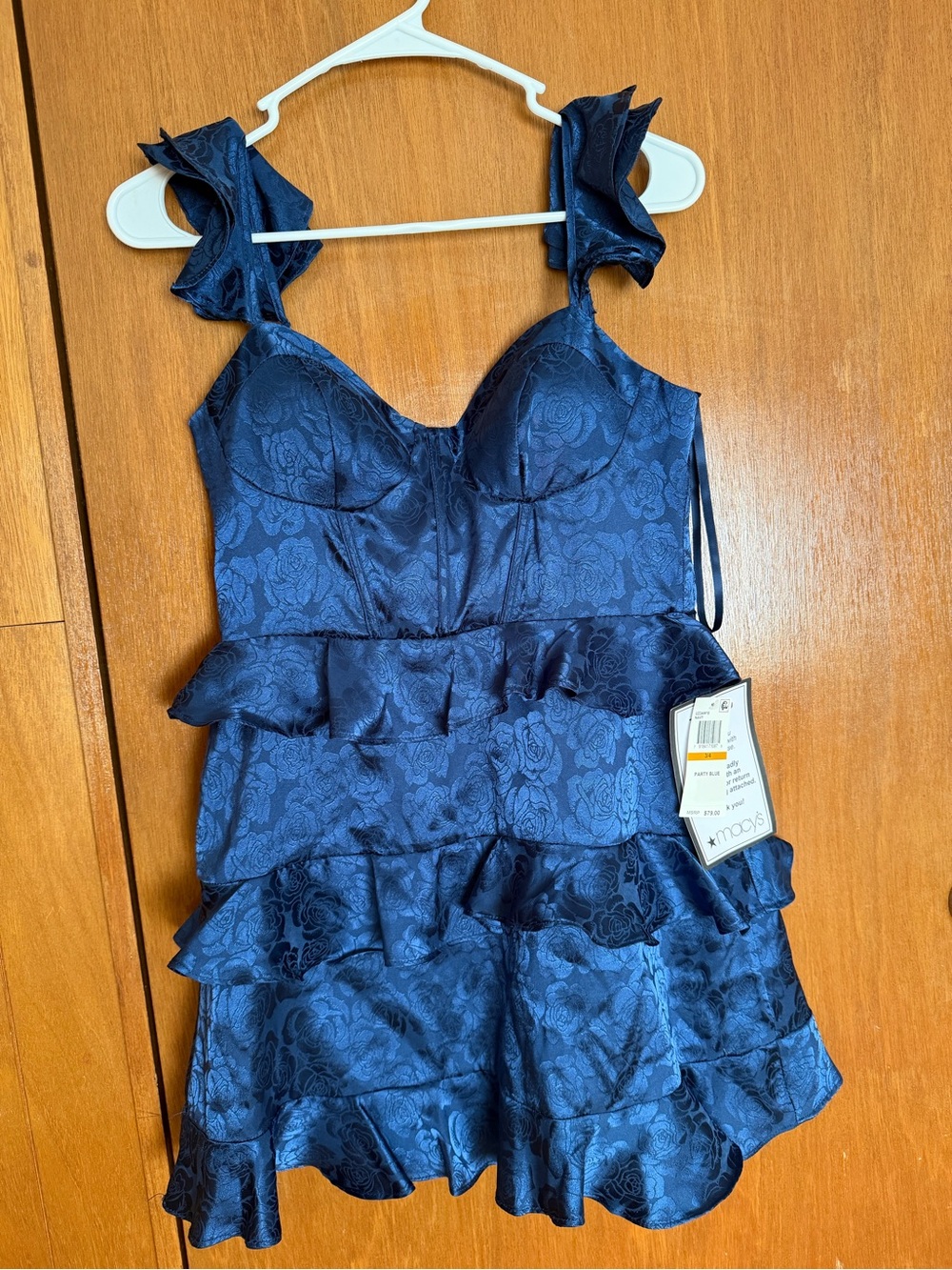 B Darlin Navy Blue Floral Ruffle Mini Dress